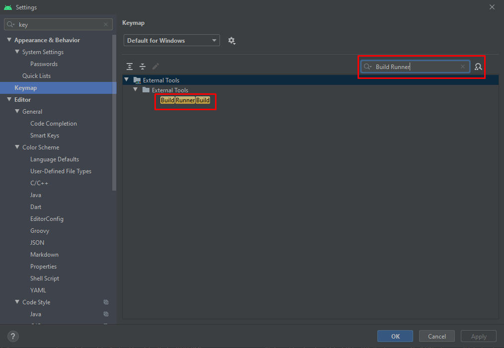 Android Studio: Keymap