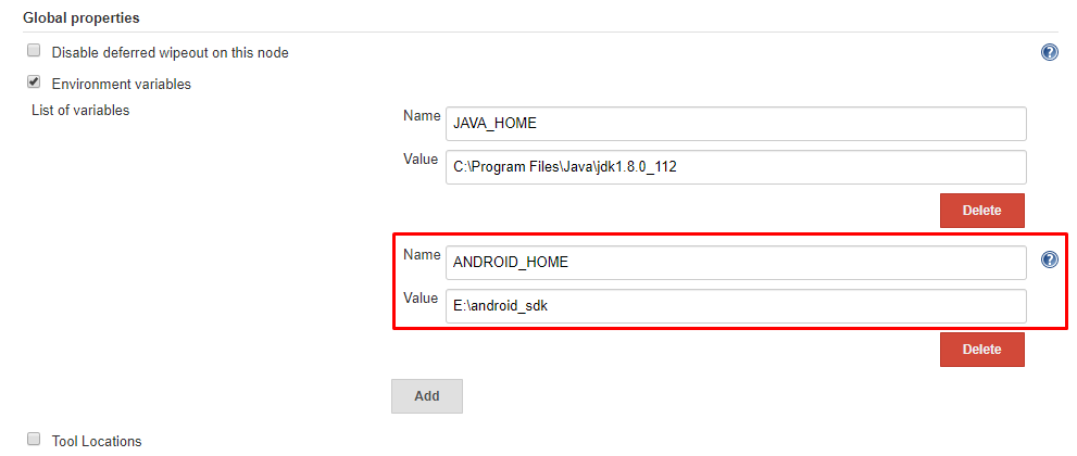 Android Home Environment Variable